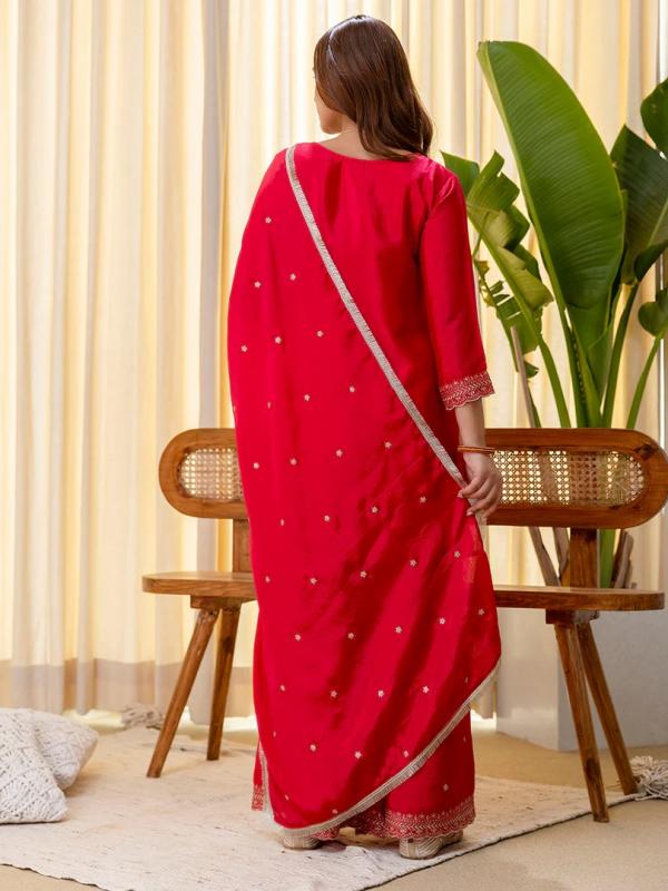 VP 9818 P Silk Blend Embroidered with Sequins Straight Kurta Pal